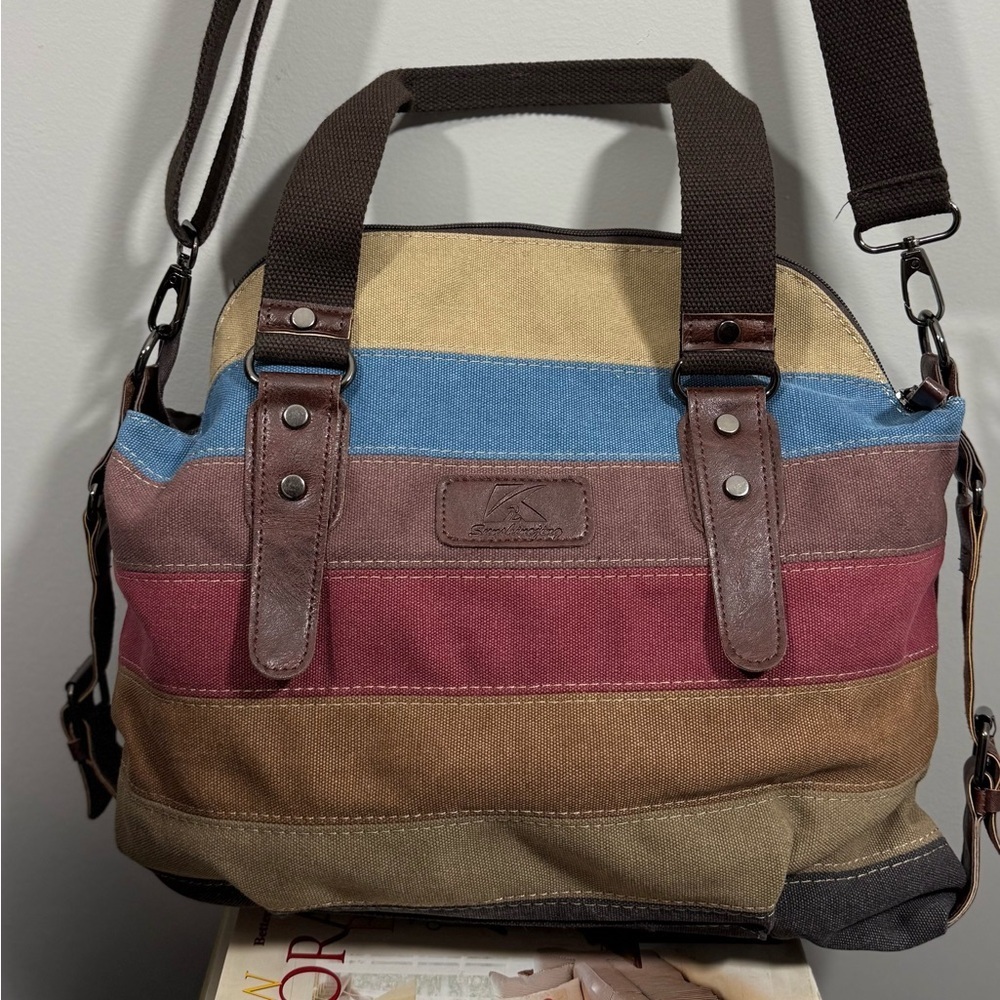 Multicolor Canvas Messenger Bag - Picture 5 of 12